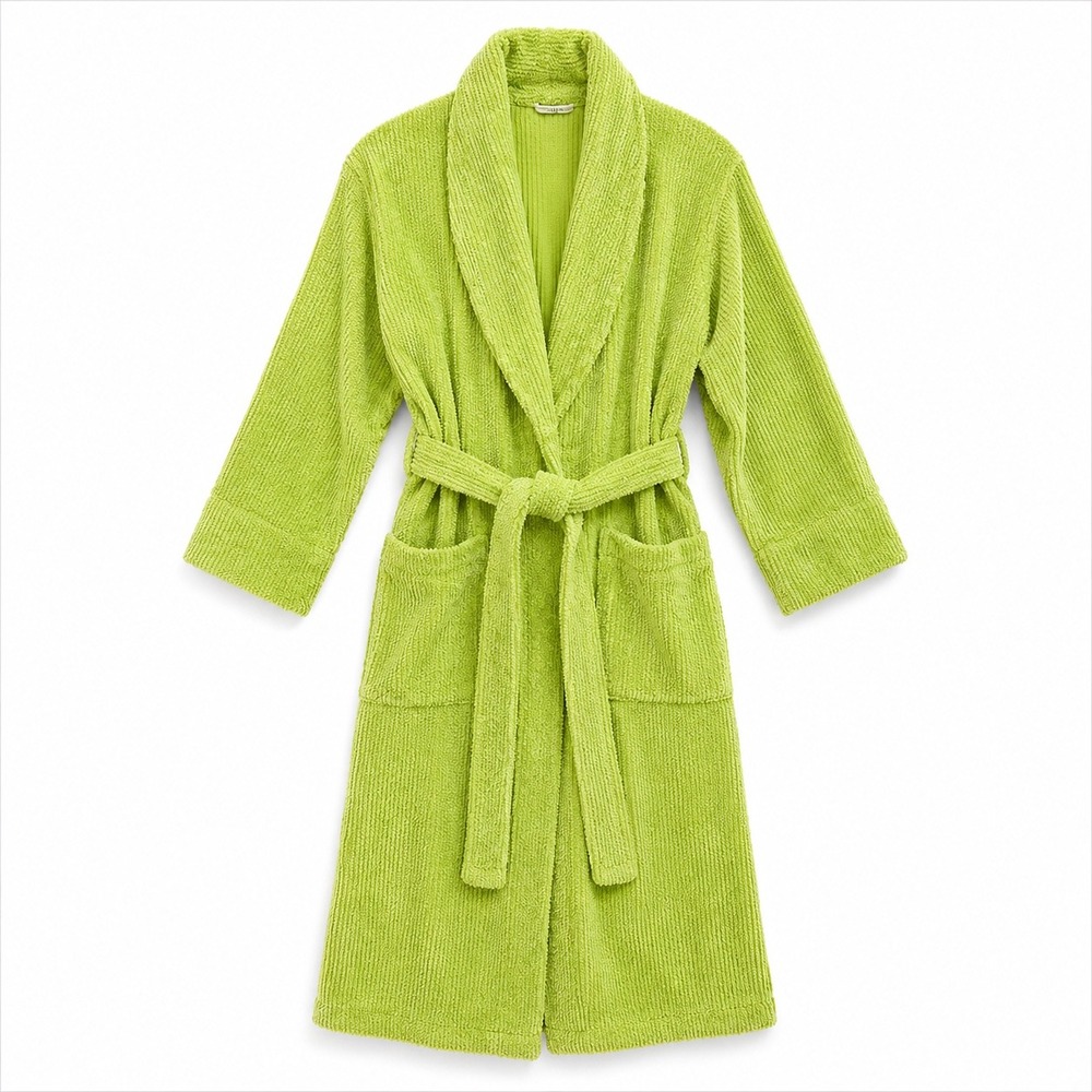 VTG Victorias Secret Robe Women M Lime Green Ribbed Chenille Barthrobe Y2K‎ USAe